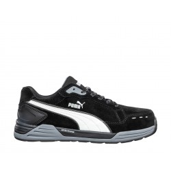 Baskets de sécurité Puma S3 ESD HRO SRC Puma Airtwist noires en cuir grainé hydrofuge.