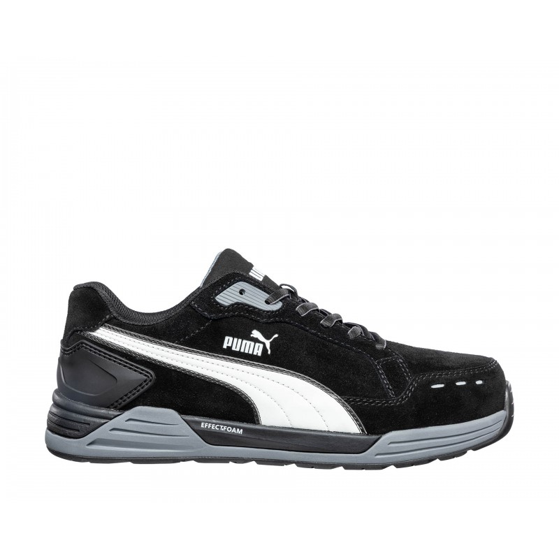 Baskets de sécurité Puma S3 ESD HRO SRC Puma Airtwist noires en cuir grainé hydrofuge. Baskets de sécurité Puma S3 ESD HRO SRC Puma Airtwist noires en cuir grainé hydrofuge.