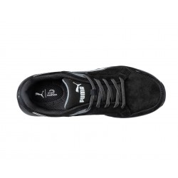 Baskets de sécurité Puma S3 ESD HRO SRC Puma Airtwist noires en cuir grainé hydrofuge.